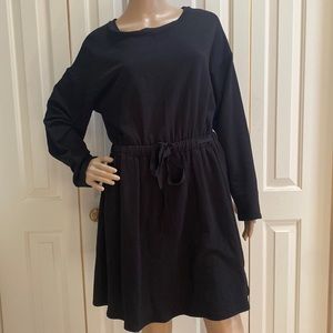 Bobeau Womens L Black Long Sleeve Dress